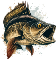 Big bass fish vector cartoon for t shirt Big bass fish t shirt design png