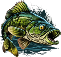 groß Bass Fisch Vektor Karikatur zum t Hemd groß Bass Fisch t Hemd Design png