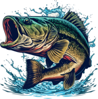 groß Bass Fisch Vektor Karikatur zum t Hemd groß Bass Fisch t Hemd Design png