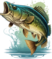 Big bass fish vector cartoon for t shirt Big bass fish t shirt design png