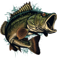 groß Bass Fisch Vektor Karikatur zum t Hemd groß Bass Fisch t Hemd Design png