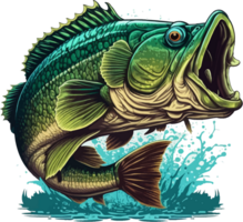 Big bass fish vector cartoon for t shirt Big bass fish t shirt design png