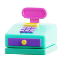 3D Cash Register illustration for landing page Icon, Market place, social media, online shopping, 3D Rendering png