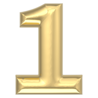 Gold Number 1 3D Render png