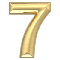 Gold Number 7 3D Render png