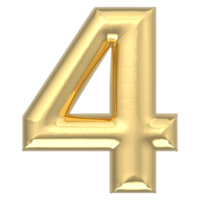 Gold Number 4 3D Render png