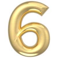 Gold Number 6 3D Render png