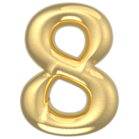 Gold Number 8 3D Render png