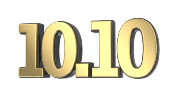 3d render text flash sale 10.10 gold style png