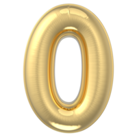 Gold Number 0 3D Render png