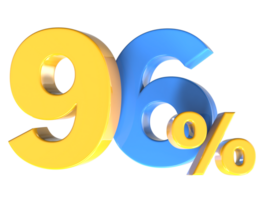 96 Number Gold 3D Render png