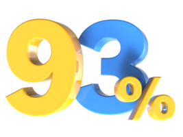 93 Number Gold 3D Render png