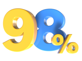 98 Number Gold 3D Render png