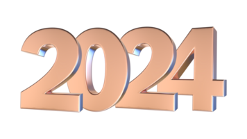 2024 or nombre 3d rendre png