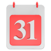 3d render on calendar icon transparent background png