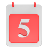 3d render on calendar icon transparent background png