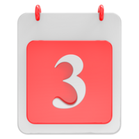 3d render on calendar icon transparent background png