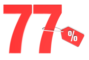 Number percent discount 3d rendering transparent background png