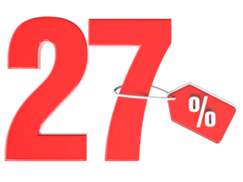 Number percent discount 3d rendering transparent background png