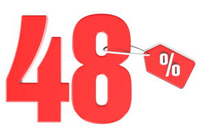 Number percent discount 3d rendering transparent background png