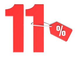 Number percent discount 3d rendering transparent background png