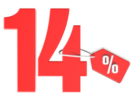 Number percent discount 3d rendering transparent background png