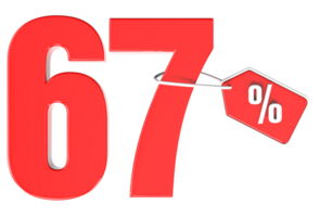 Number percent discount 3d rendering transparent background png