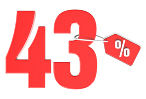 Number percent discount 3d rendering transparent background png