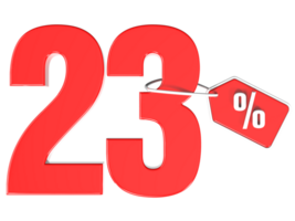 Number percent discount 3d rendering transparent background png