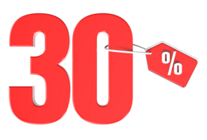 Number percent discount 3d rendering transparent background png