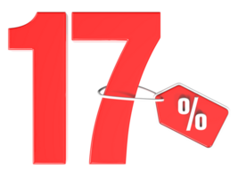 Number percent discount 3d rendering transparent background png