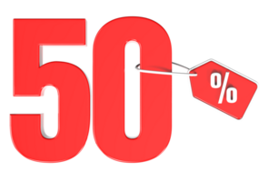 Number percent discount 3d rendering transparent background png