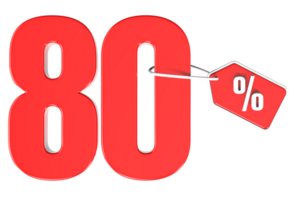 Number percent discount 3d rendering transparent background png