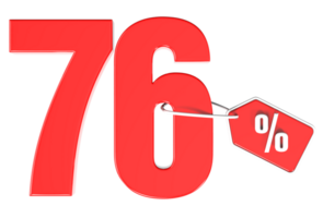 Number percent discount 3d rendering transparent background png