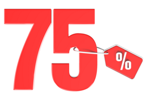 Number percent discount 3d rendering transparent background png