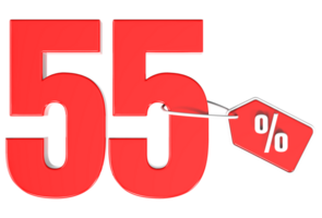 Number percent discount 3d rendering transparent background png