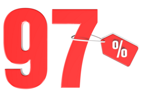 Number percent discount 3d rendering transparent background png