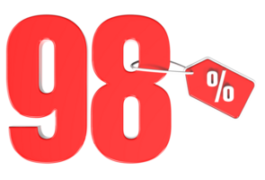 Number percent discount 3d rendering transparent background png