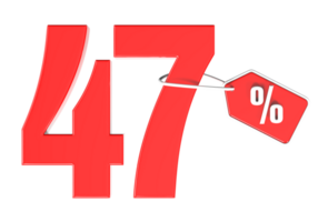 Number percent discount 3d rendering transparent background png