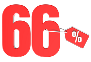 Number percent discount 3d rendering transparent background png