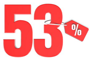 Number percent discount 3d rendering transparent background png