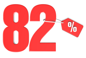 Number percent discount 3d rendering transparent background png