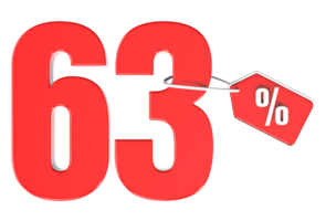 Number percent discount 3d rendering transparent background png