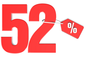 Number percent discount 3d rendering transparent background png