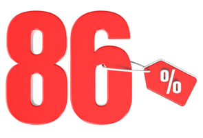 Number percent discount 3d rendering transparent background png