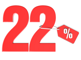 Number percent discount 3d rendering transparent background png