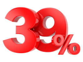 Number percent discount 3d rendering transparent background png