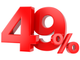 Number percent discount 3d rendering transparent background png