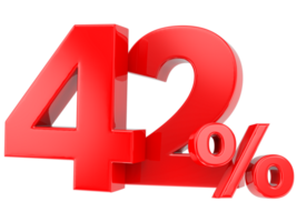 Number percent discount 3d rendering transparent background png