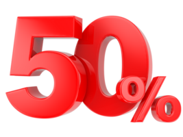 Number percent discount 3d rendering transparent background png